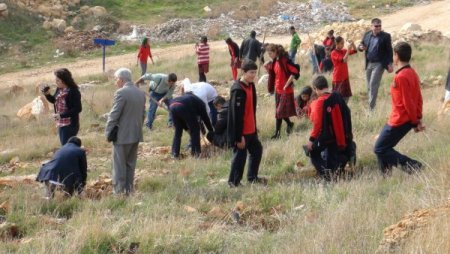 Şanlıurfa'da öğrenciler fidanları toprakla buluşturdu