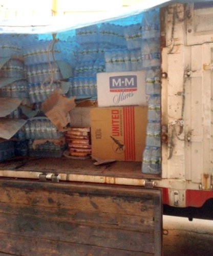 Su kamyonunda kaçak sigara ele geçirildi