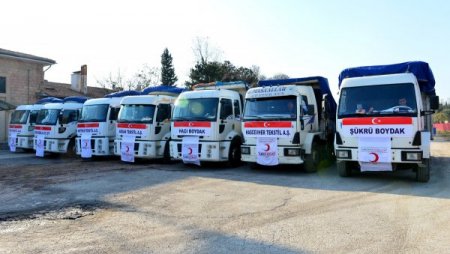 Suriyeliler için toplanan yardımları taşıyan konvoy yola çıktı