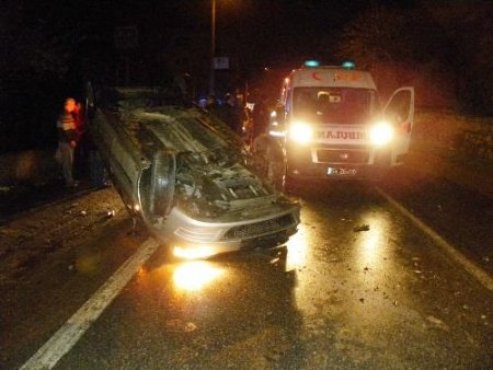 Takla Atan Otomobilin Sürücüsü Yaralandı