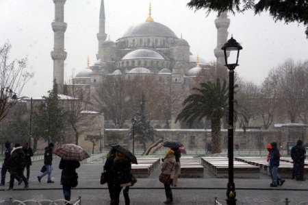 Tarihi yarımadadan kar manzaraları