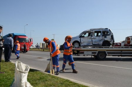 Ters yöne giren araca kamyon çarptı: 1 yaralı
