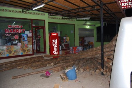 Tomruk yüklü TIR devrildi, facianın eşiğinden dönüldü