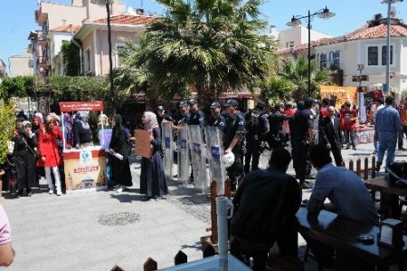 Üç grup aynı yerde imza standı açınca gerginlik yaşandı