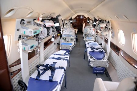 Uçak ambulansın motorları yaralı astsubay için çalıştı