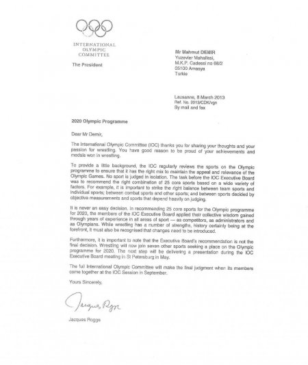 Uluslararası Olimpiyat Komitesi’nden Mahmut Demir’e cevap geldi