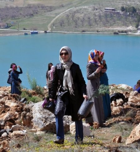 Umut-Der üyesi kadınlar fidanları toprakla buluşturdu