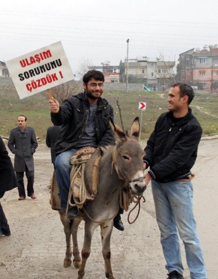 Üniversiteliler ulaşım sorununa eşekle çözüm buldu