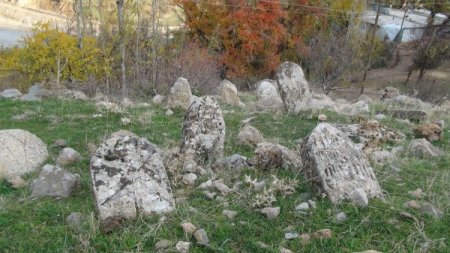 Üzerinde değişik figürler bulunan mezar taşları merak uyandırıyor