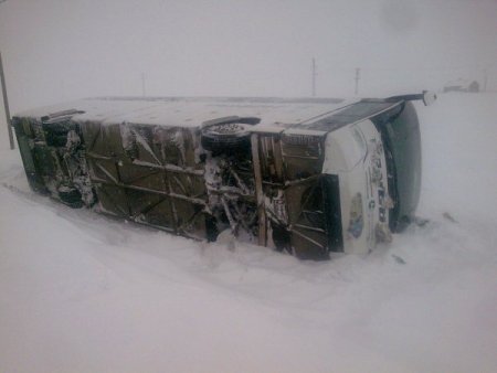 Van-artvin Seferini Yapan Yolcu Otobüsü Buzlanma Sebebiyle Yoldan Çıktı