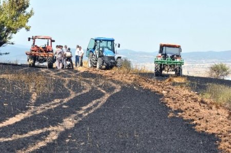 Yangında tonlarca hububat tarlada kül oldu