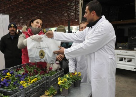 Yenimahalle Belediyesi vatandaşa çiçek dağıttı