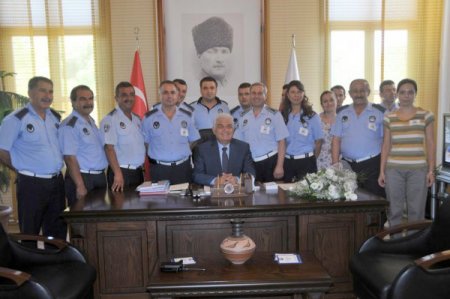 Zabıtalar Muğla Belediye Başkanı Gürün’ü ziyaret etti