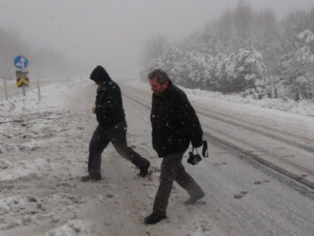 Zonguldak-Ereğli karayolunda kar yağışı