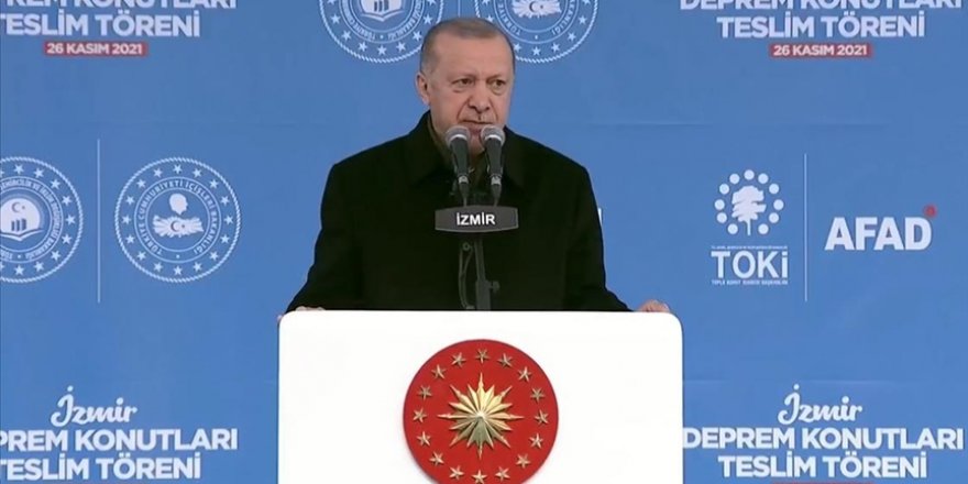 Cumhurbaşkanı Erdoğan İzmir'de deprem konutlarının tesliminde konuştu